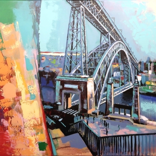 Porto - Ponte Lus I, pintura de artur oliveira