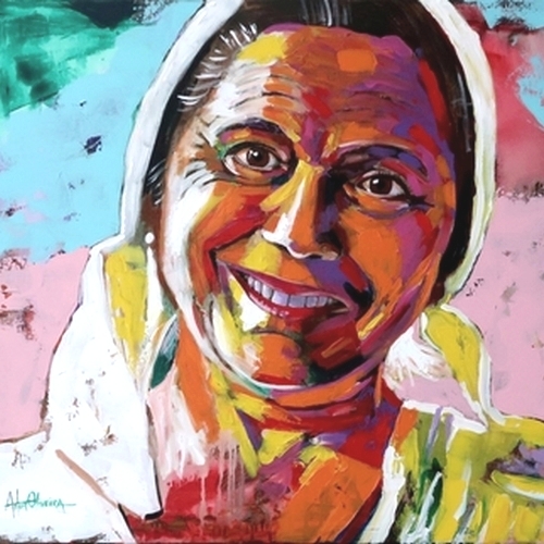 pintura de artur oliveira. retrato de teresa Ruo