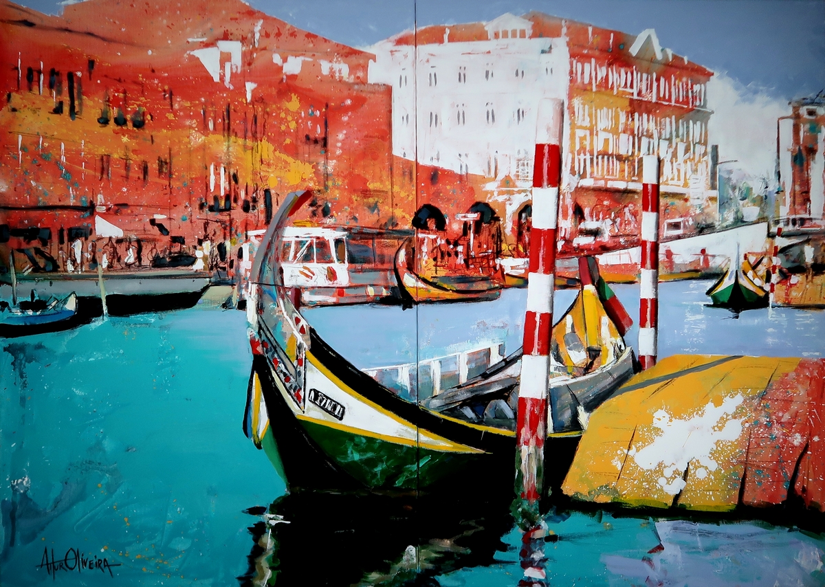 Aveiro Canal Central,  Pintura de Artur Oliveira
