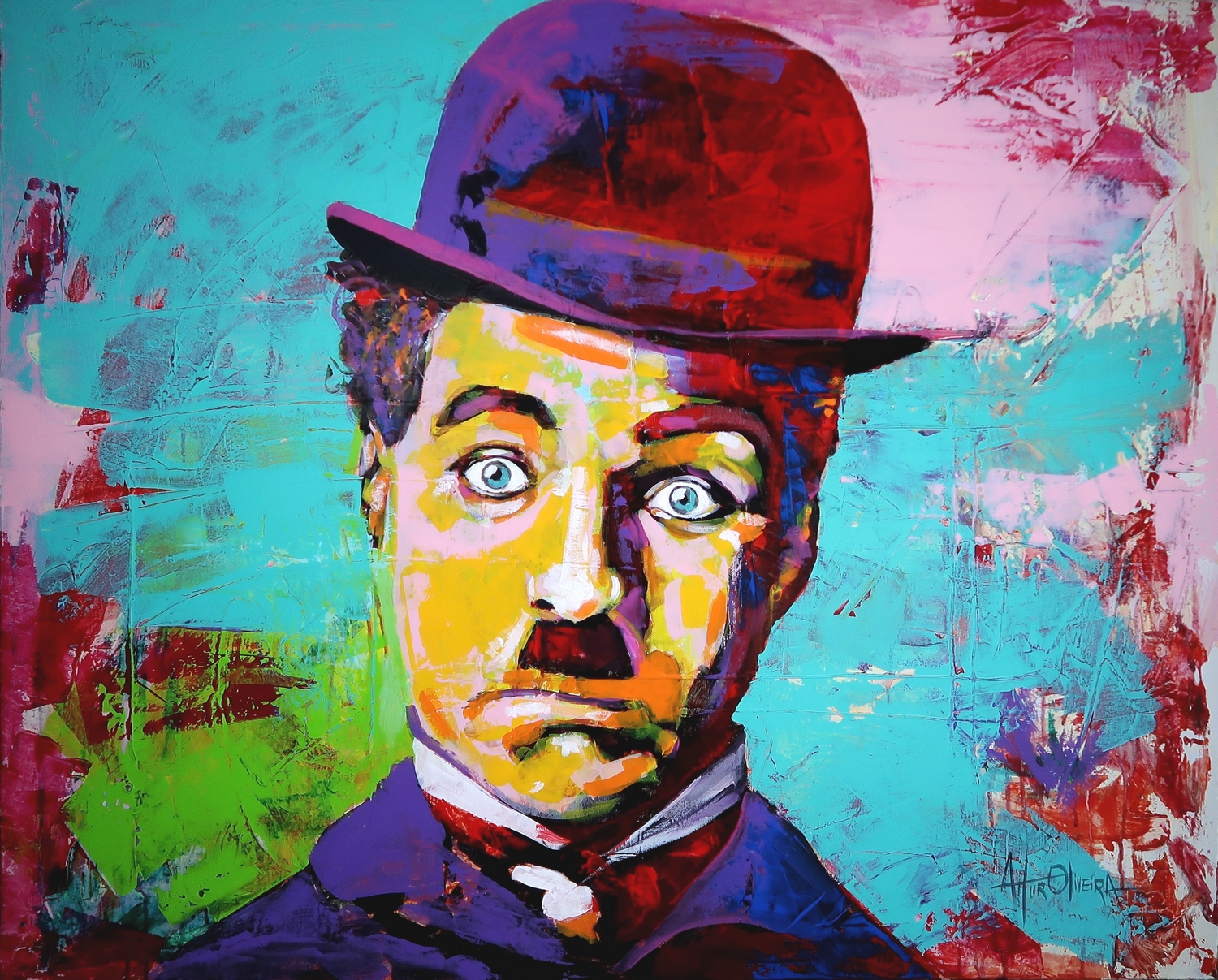Pintura de Artur Oliveira, Retrato de Charlie Chaplin