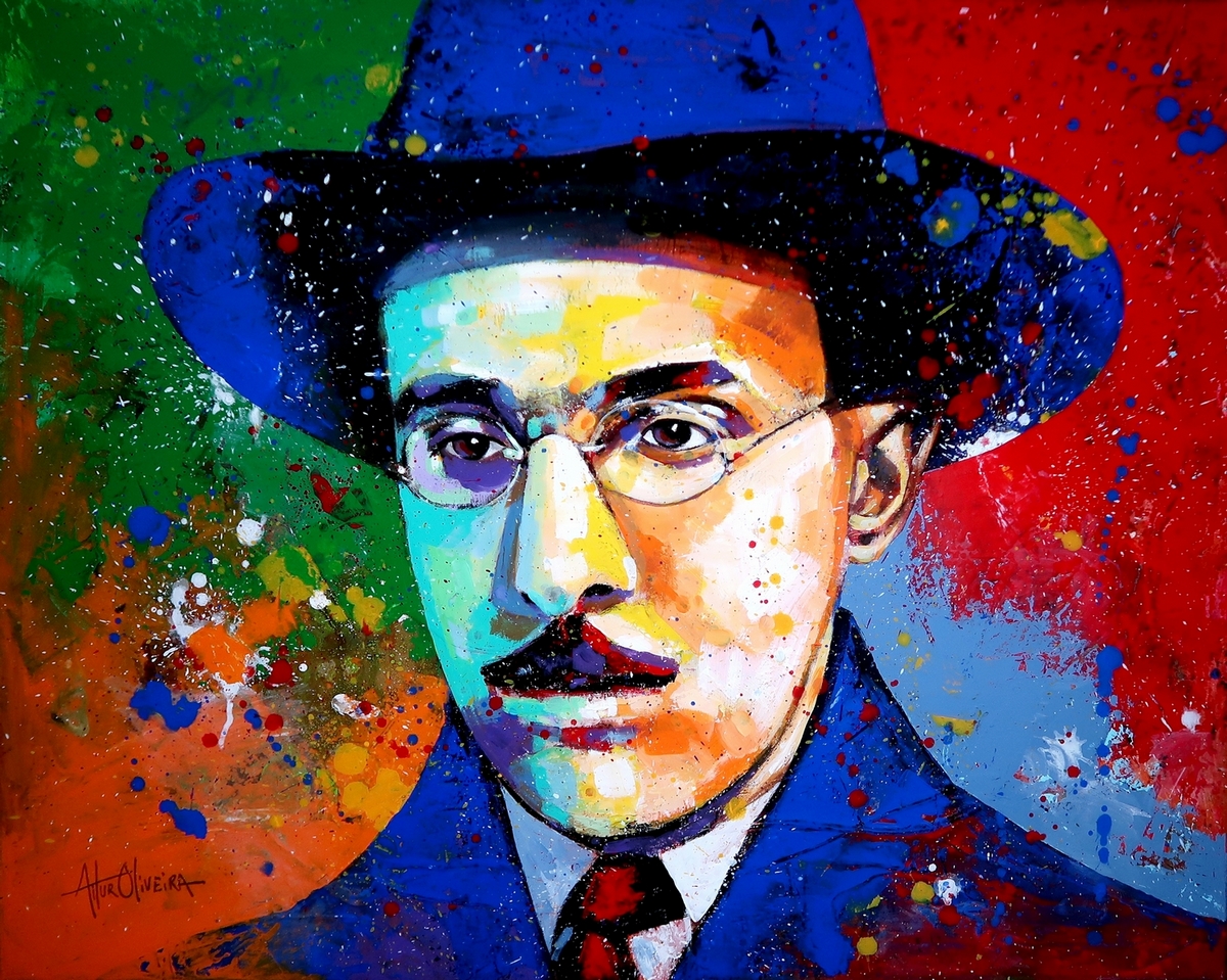 Retrato de Fernando Pessoa. Pintura de Artur Oliveira