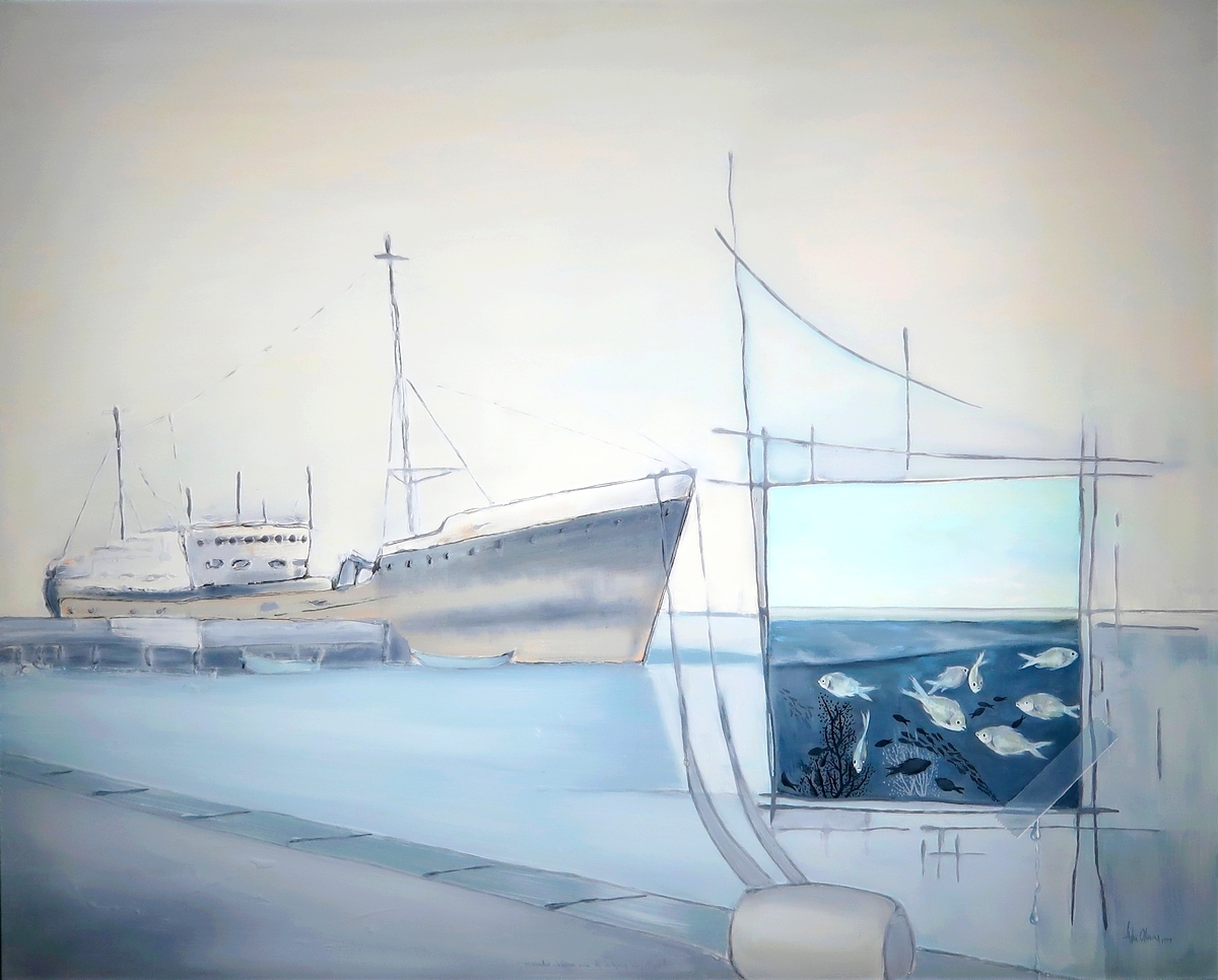 A agitao prpria de um mundo submerso, pintura de Artur Oliveira