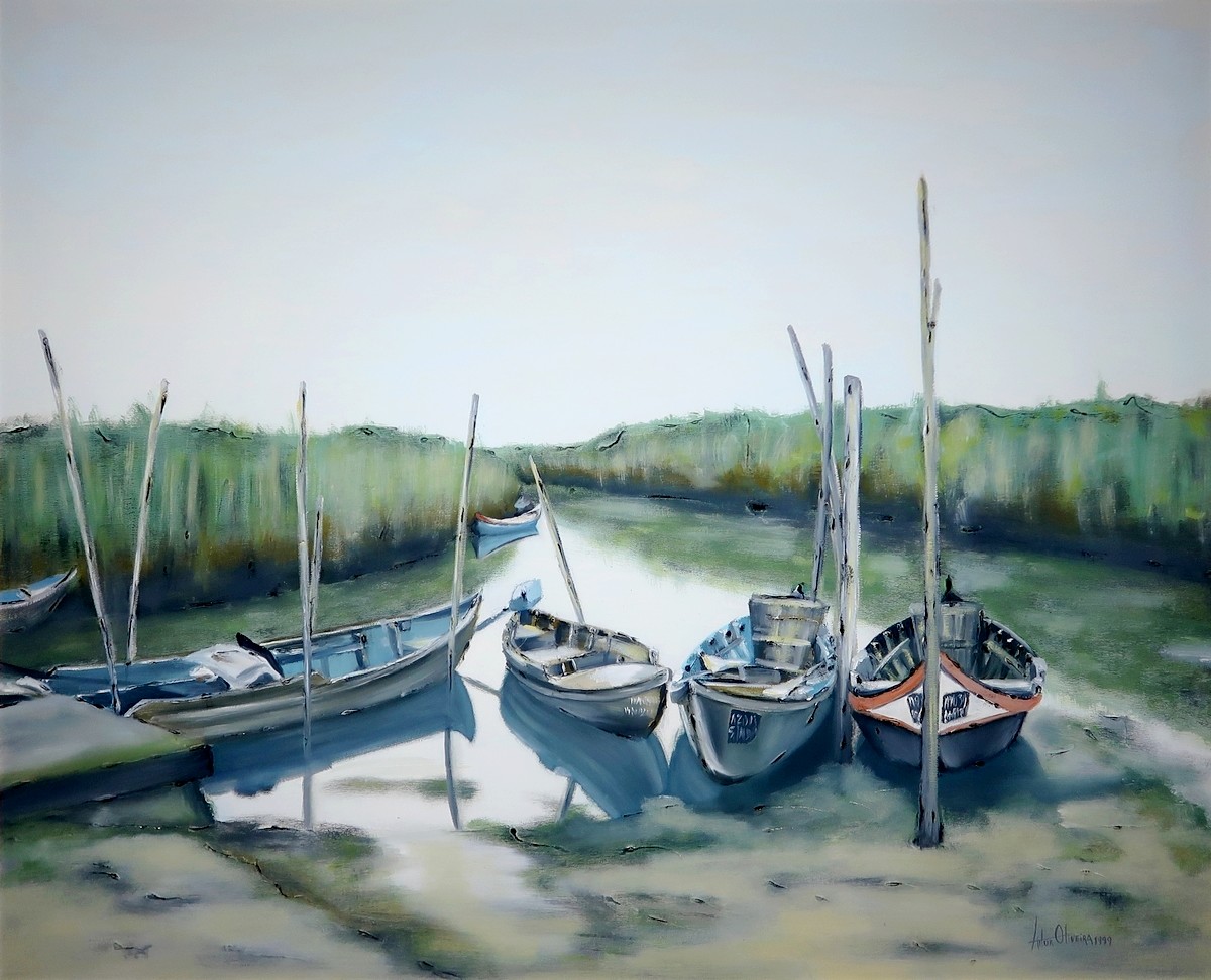 Barcos na Murtosa, Pintura de Artur Oliveira