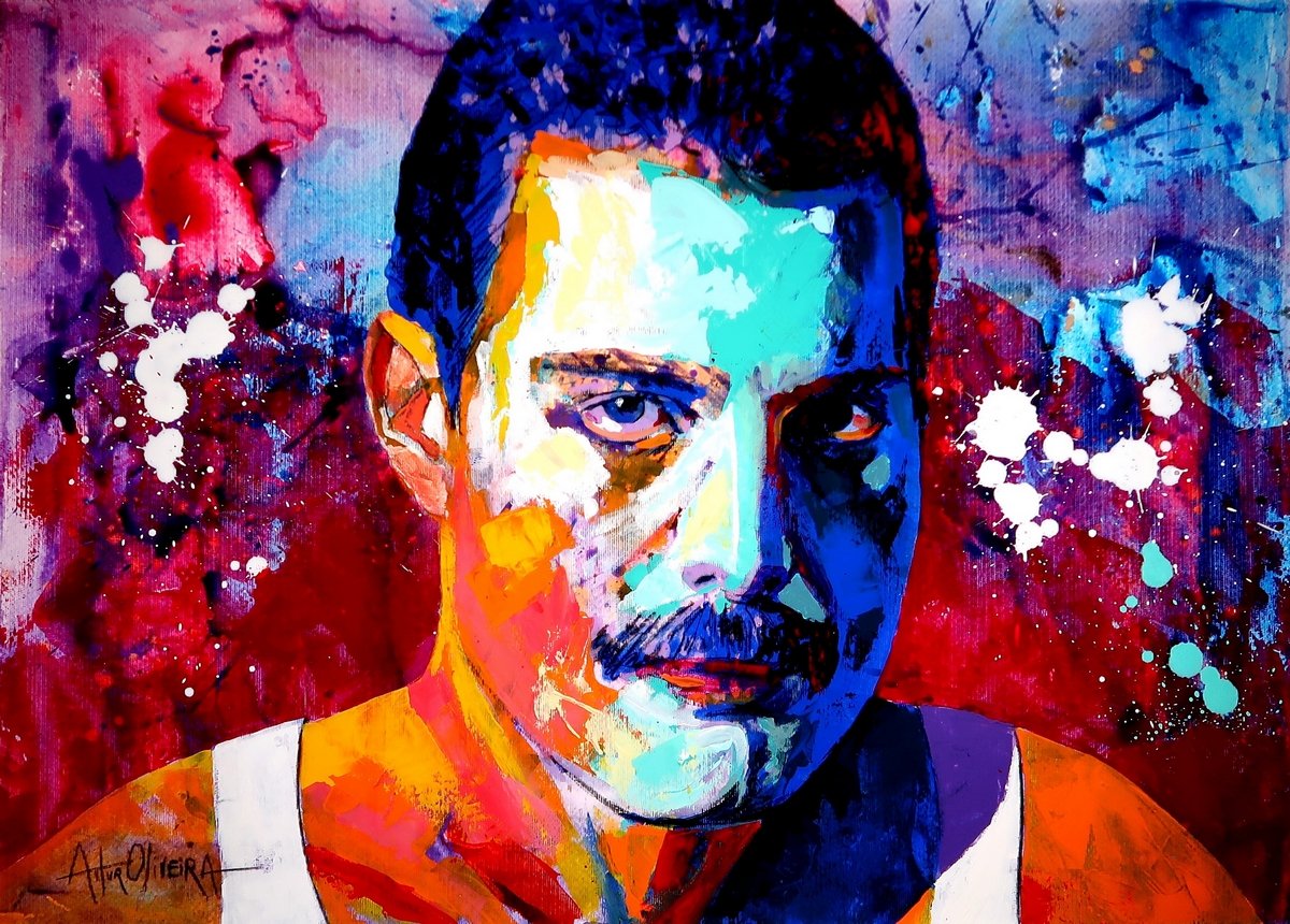 Retrato de Freddie Mercury, Pintura de Artur Oliveira